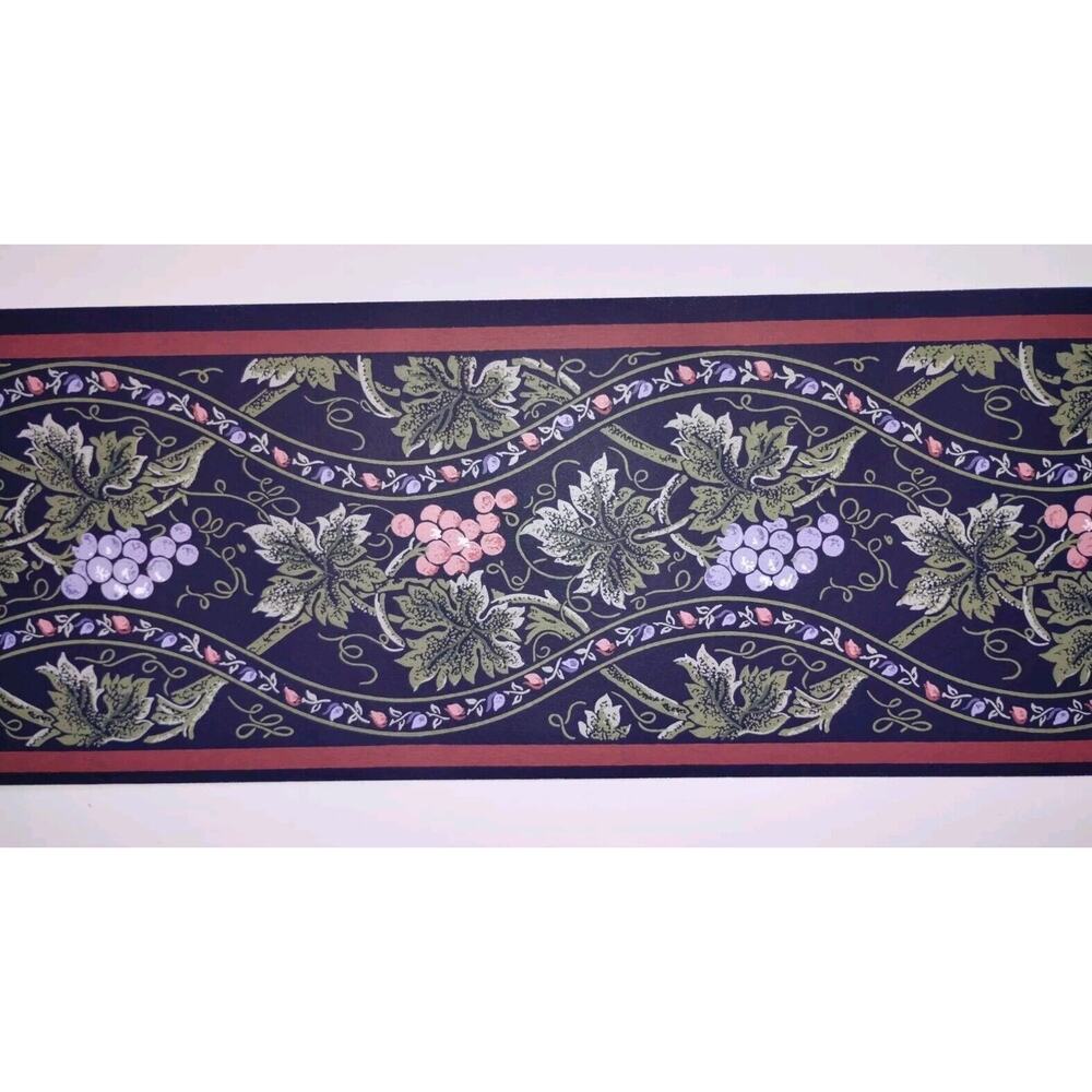 York Decorative Wall Border - Grape Leaves - Grapes 5 yds - Pre-pasted